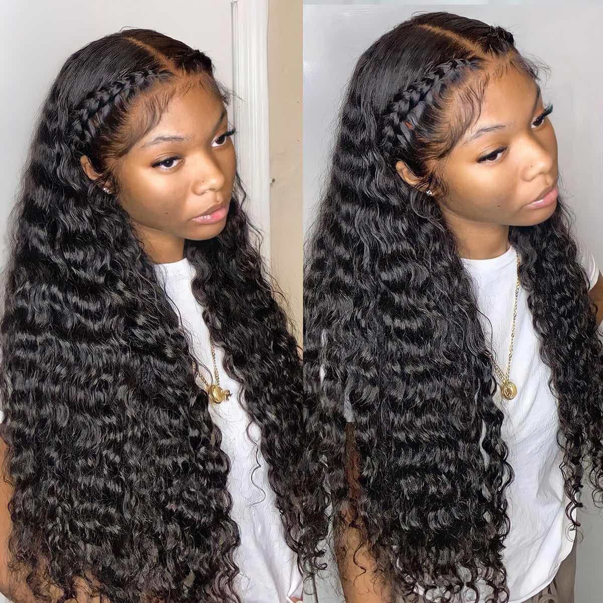 Deep Wave 180 Density Lace Frontal Wig Human Hair