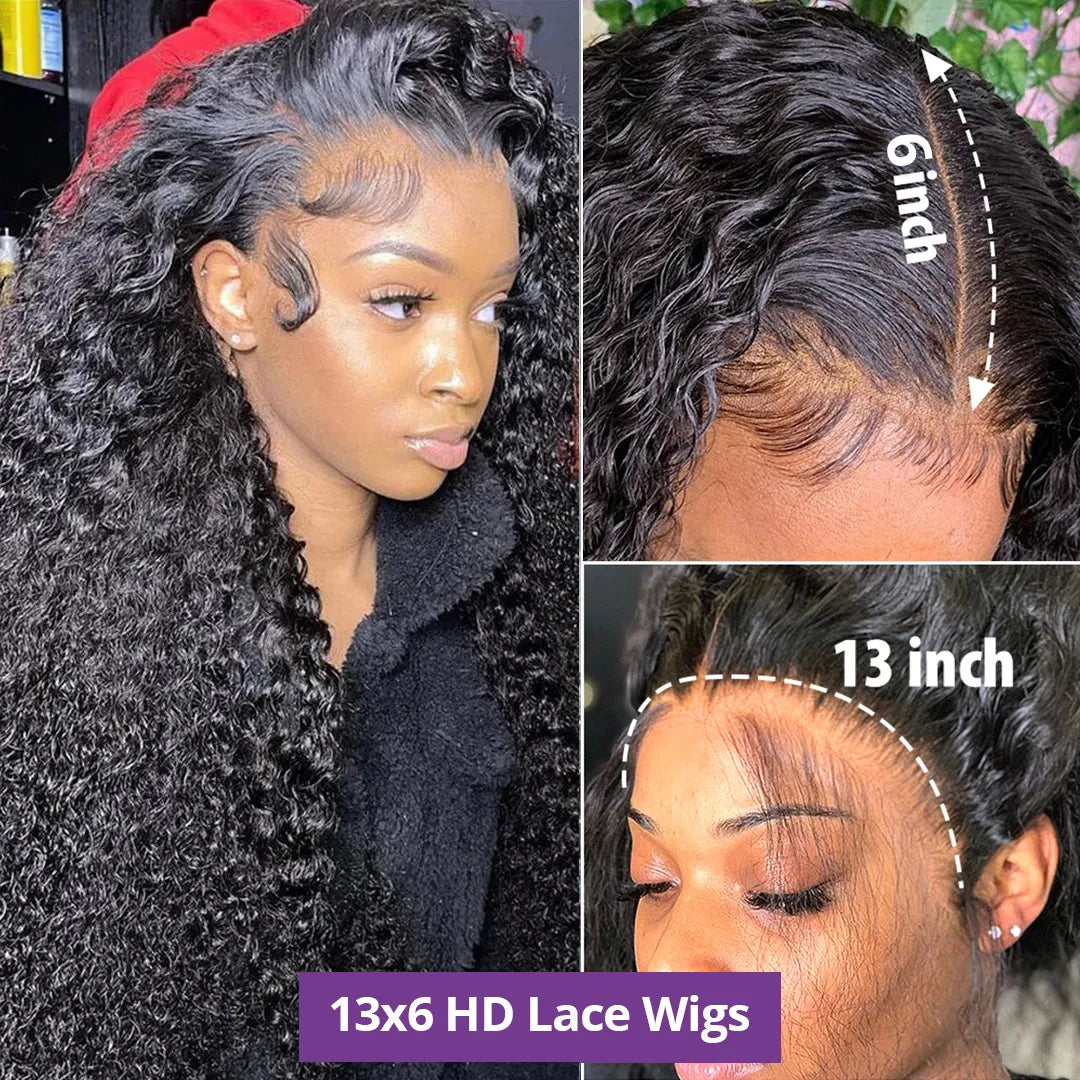 Deep Wave 180 Density Lace Frontal Wig Human Hair