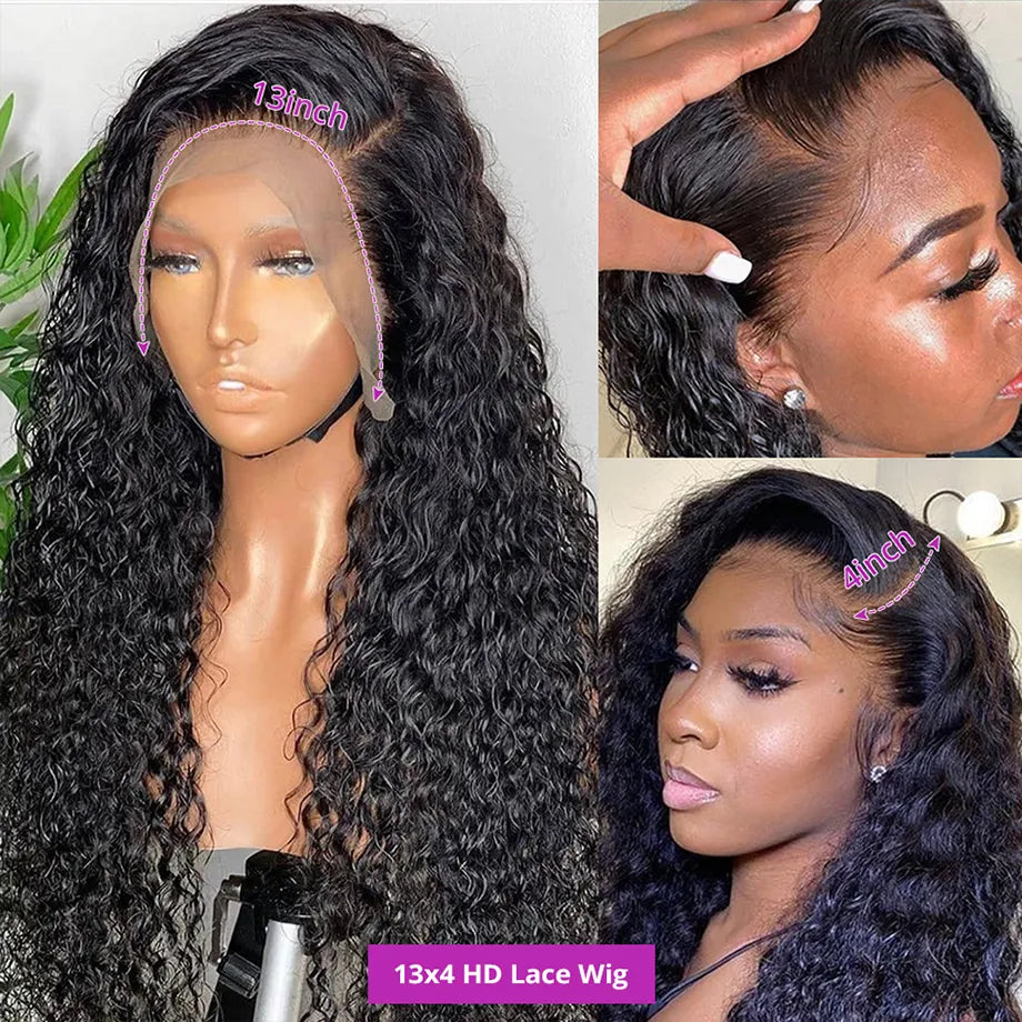 Deep Wave 180 Density Lace Frontal Wig Human Hair