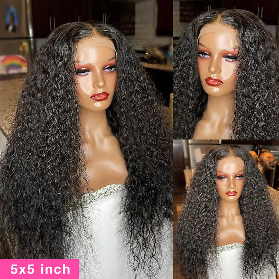 Deep Wave 180 Density Lace Frontal Wig Human Hair