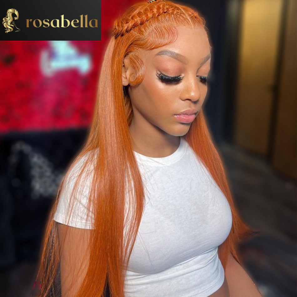 Straight  Orange Ginger Lace Front 13X4, 13x6 Body Wave Glueless Human Hair Wigs