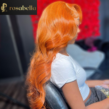 Straight  Orange Ginger Lace Front 13X4, 13x6 Body Wave Glueless Human Hair Wigs