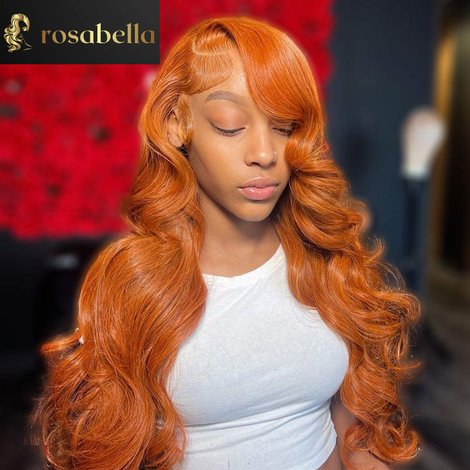 Straight  Orange Ginger Lace Front 13X4, 13x6 Body Wave Glueless Human Hair Wigs