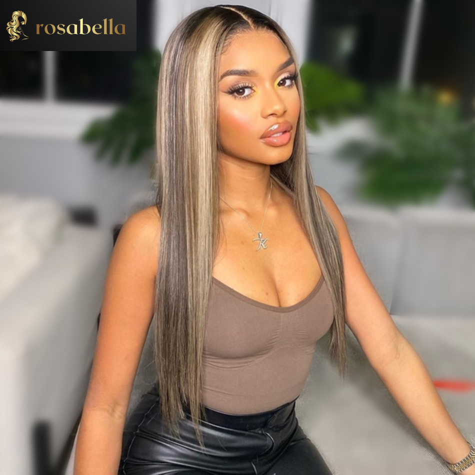 30 Inch Bone Straight Wigs  Human Hair 13x6 Lace Front Wig Colored Highlight 13x4 Lace Frontal Wig Pre Plucked