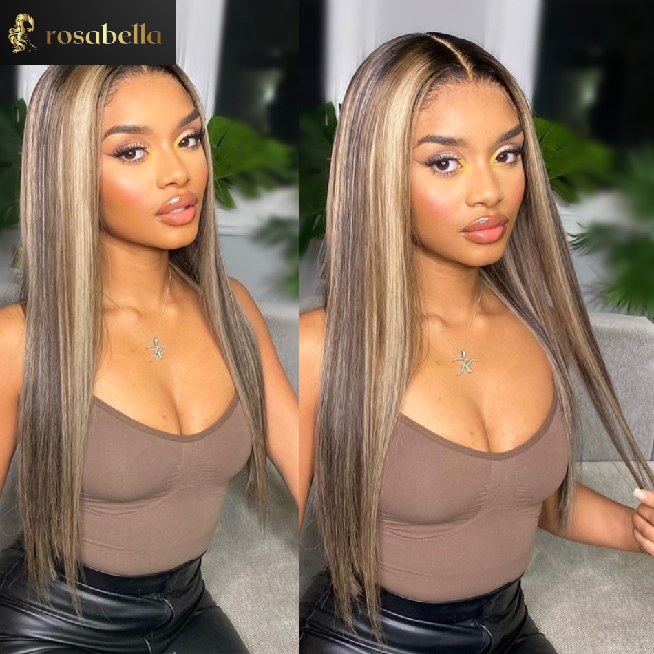 30 Inch Bone Straight Wigs  Human Hair 13x6 Lace Front Wig Colored Highlight 13x4 Lace Frontal Wig Pre Plucked