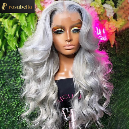 Silver Grey Colored 13x4 13x6 Lace Frontal Wigs   Grey Body Wave Lace Front Human Hair Wigs Remy Hair Wig