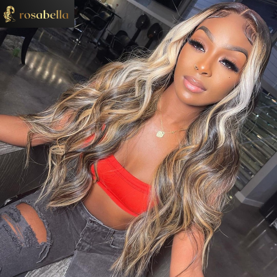 Hair Wig Highlight Body Wave 13x4 Lace Frontal Human Hair Wigs Transparent Lace Front Human Hair Wigs