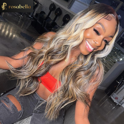 Hair Wig Highlight Body Wave 13x4 Lace Frontal Human Hair Wigs Transparent Lace Front Human Hair Wigs