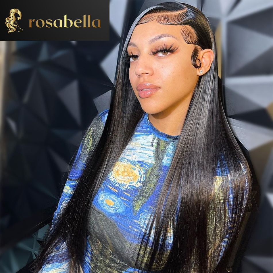 Highlight Sky Blue Straight Lace Frontal 13X4 13x6 Human Hair Wigs