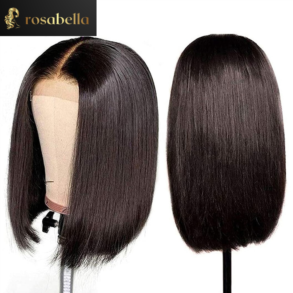 Highlight  Transparent Short Bob Wig Malaysian Straight Human Hair Wigs 13x6 Lace Frontal Wigs Pre Plucked 5x5 Closure Wig