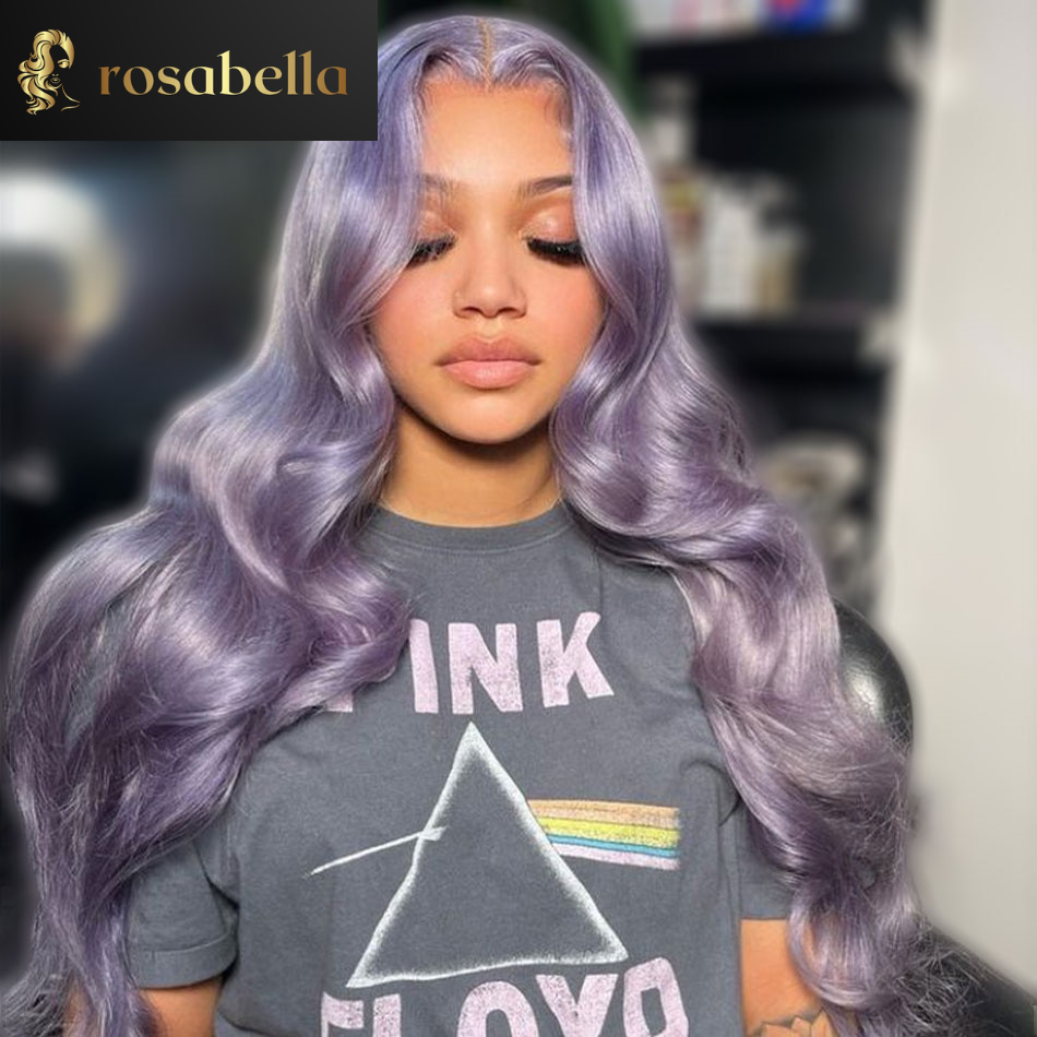 30Inch Light Purple Loose Body Wave Human Hair Wigs HD 13X6 13x4 Colored Lace Front Wig Grey Purple Glueless Wig