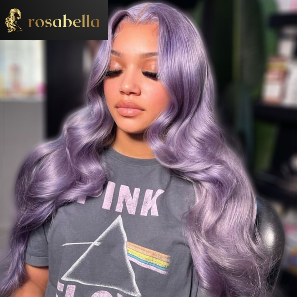 30Inch Light Purple Loose Body Wave Human Hair Wigs HD 13X6 13x4 Colored Lace Front Wig Grey Purple Glueless Wig