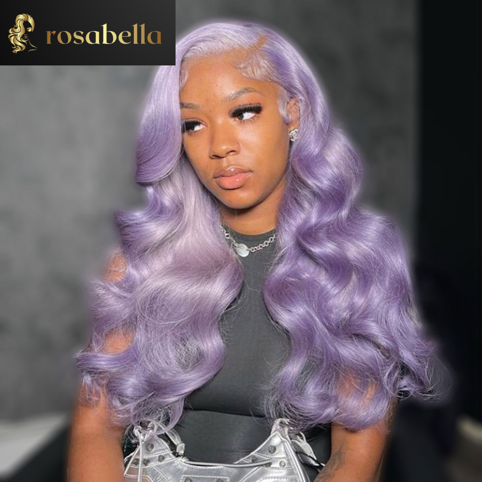 30Inch Light Purple Loose Body Wave Human Hair Wigs HD 13X6 13x4 Colored Lace Front Wig Grey Purple Glueless Wig