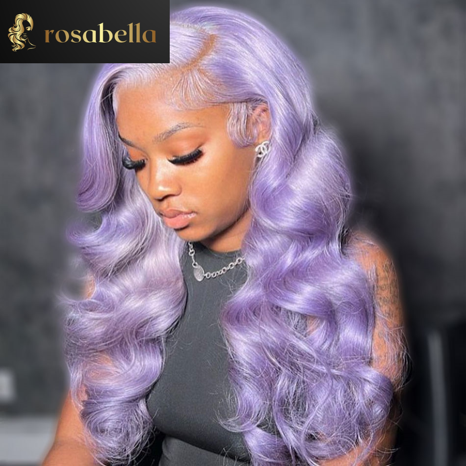 30Inch Light Purple Loose Body Wave Human Hair Wigs HD 13X6 13x4 Colored Lace Front Wig Grey Purple Glueless Wig