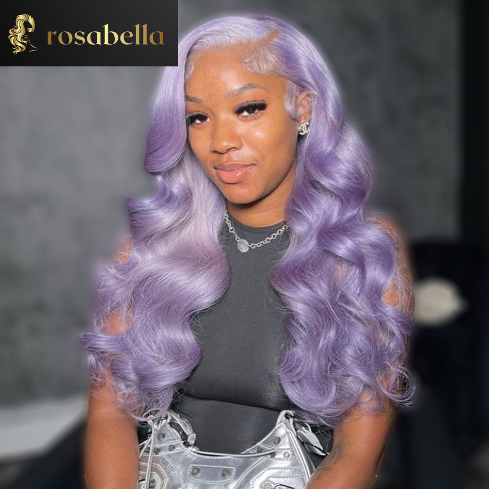 30Inch Light Purple Loose Body Wave Human Hair Wigs HD 13X6 13x4 Colored Lace Front Wig Grey Purple Glueless Wig