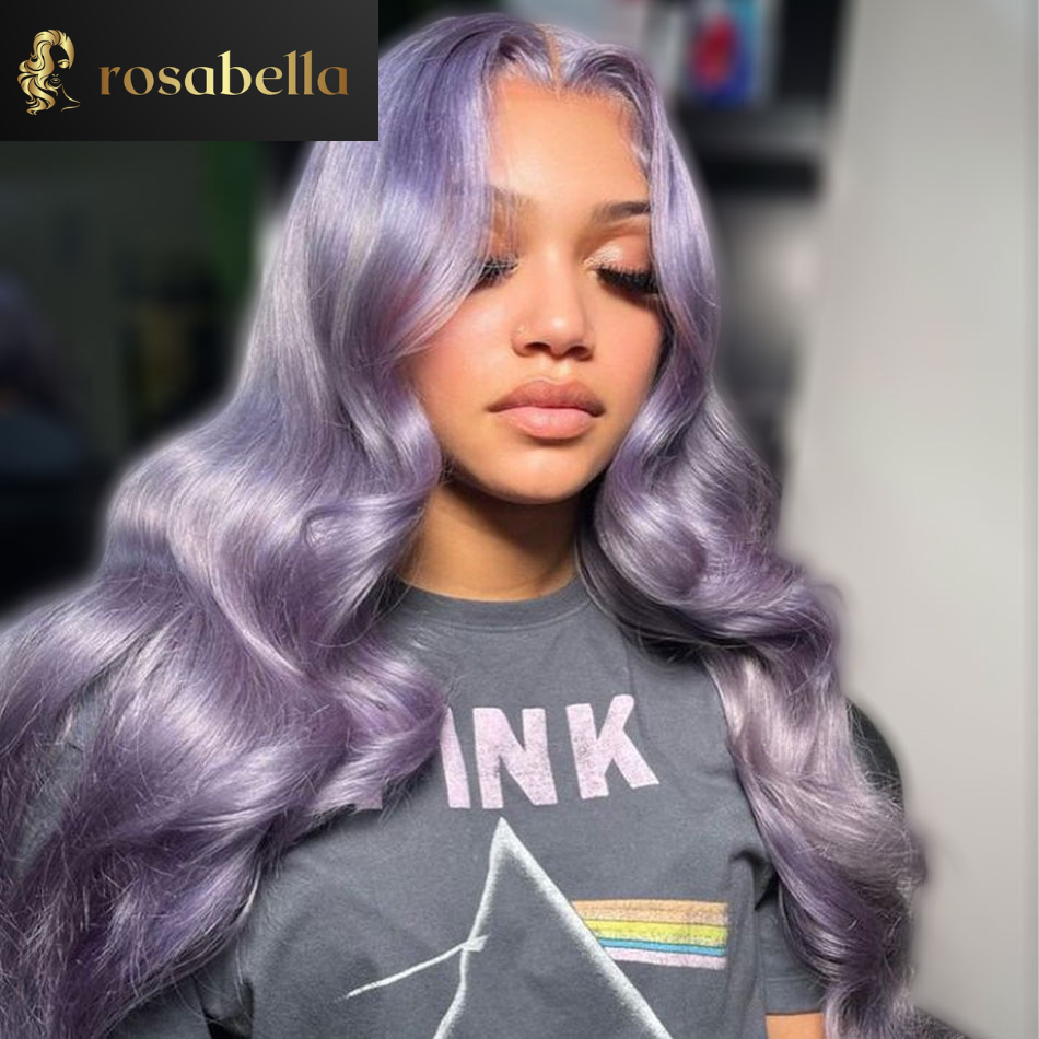 30Inch Light Purple Loose Body Wave Human Hair Wigs HD 13X6 13x4 Colored Lace Front Wig Grey Purple Glueless Wig