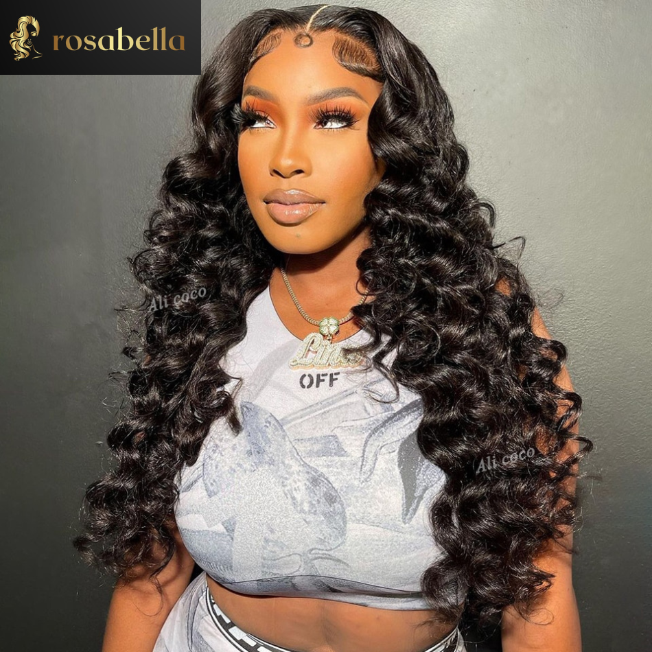 Hair Colored Bouncy Curls Lace Front Wig Human Hair Brazilian Copper Brown Loose Deep Wave 5x5 Closure Wigs