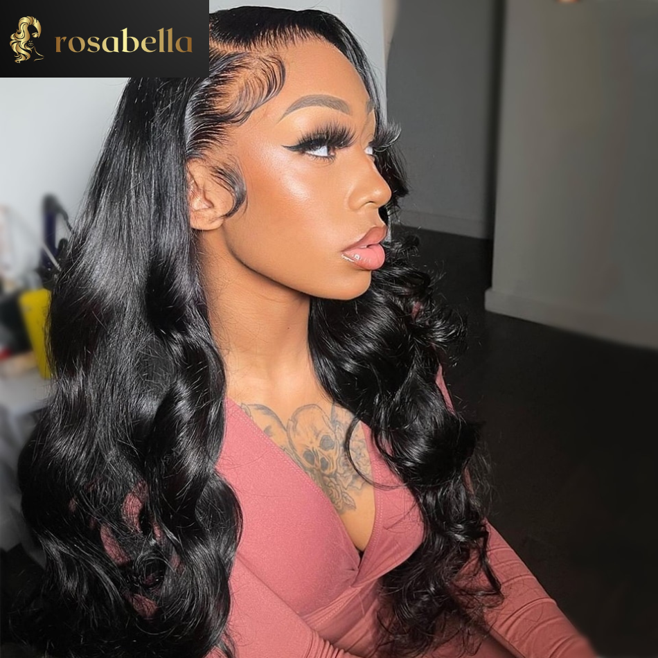 Black With Grey Wig Human Hair 13x4 Transparent Lace Frontal Wig Human Hair Body Wave Brazilian Hair Wigs Pre Plucked