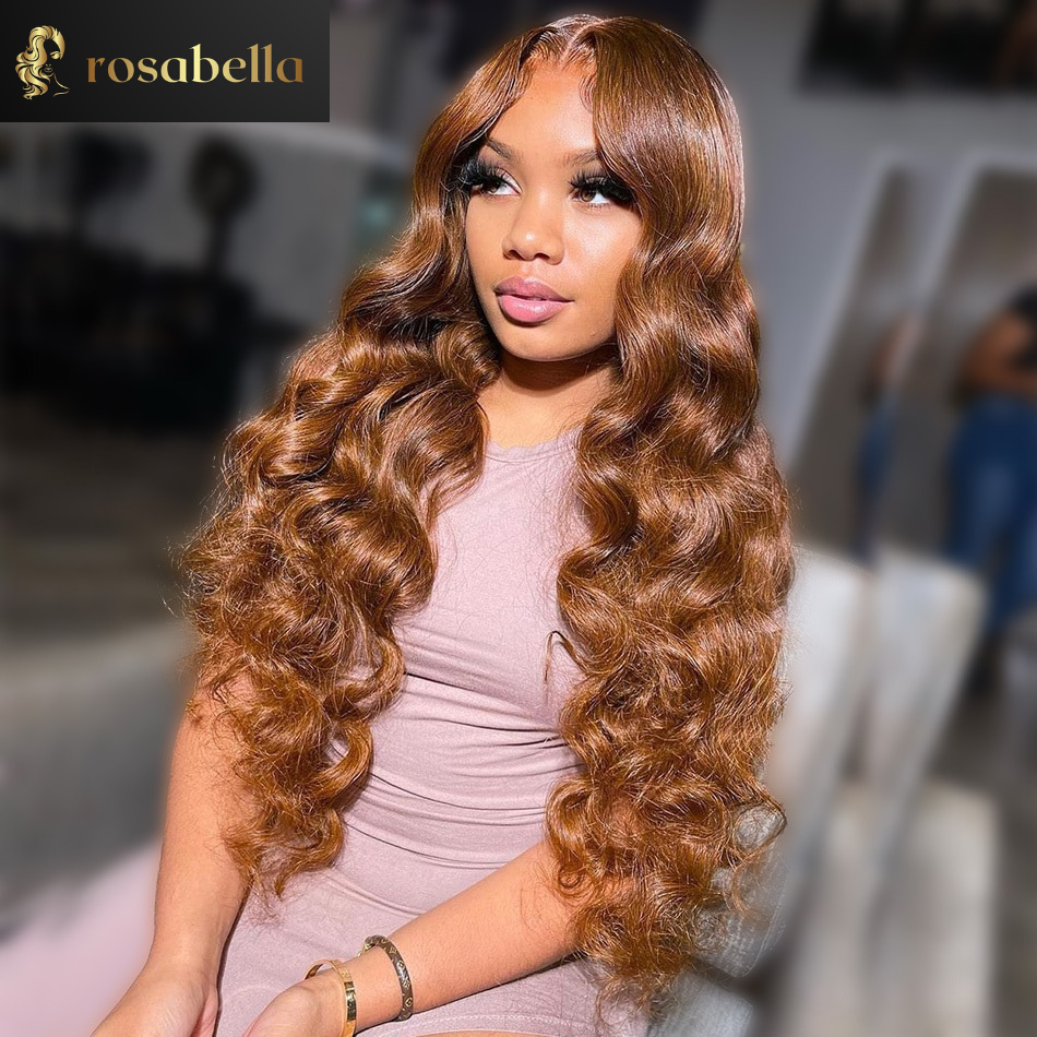 Ginger Brown HD 13X6 Ocean Wave Lace Front Wig Brazilian Body Wave Colored Human Hair Wigs