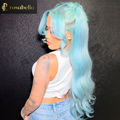 Ombre Blue Colored Body Wave Lace Front Wig HD 13x4/13x6 Human Hair Wigs 180% Brazilian Virgin Hair Wigs Pre Plucked