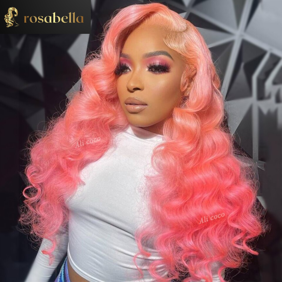 Ombre Pink Transparent Lace Front Wigs 613 Colored 13x4 13x6 Lace Front Blonde Human Hair Wigs Pre Plucked