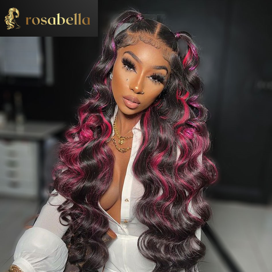 Pink Highlight Wear Go 13x4 Loose Deep Wave Lace Frontal Wig 13X6 Loose Curly Human Hair Wigs Glueless 4X6 Lace