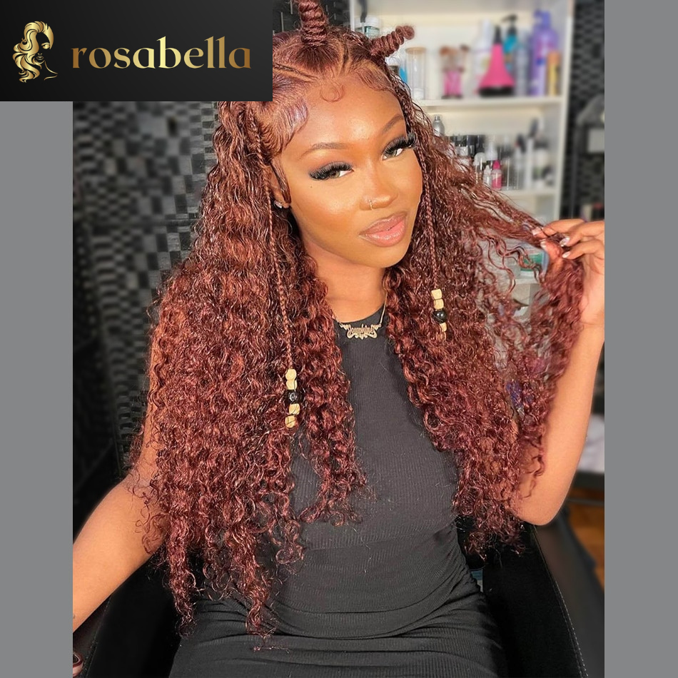 Reddish Brown 13x6 Water Wave Lace Frontal Glueless Wig Copper Red 13X4 Deep Curly Human Hair Wigs 5X5 Closure Wig Pre Plucked