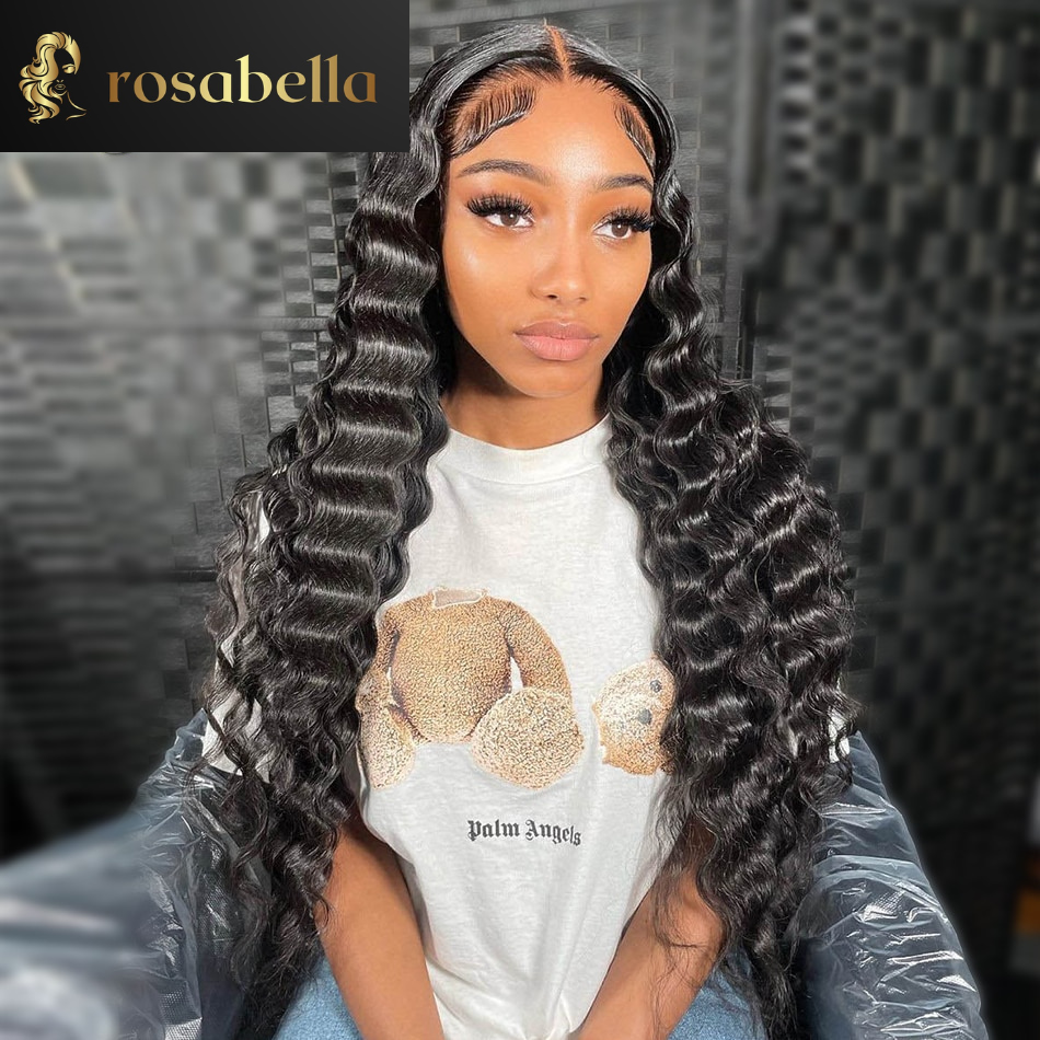 Rose Pink Highlight Glueless 13X6 Lace Frontal Wig Mongolian Deep Wave 5X5 Lace Closure Wig 13X4 Curly Lace Front Human Hair Wig