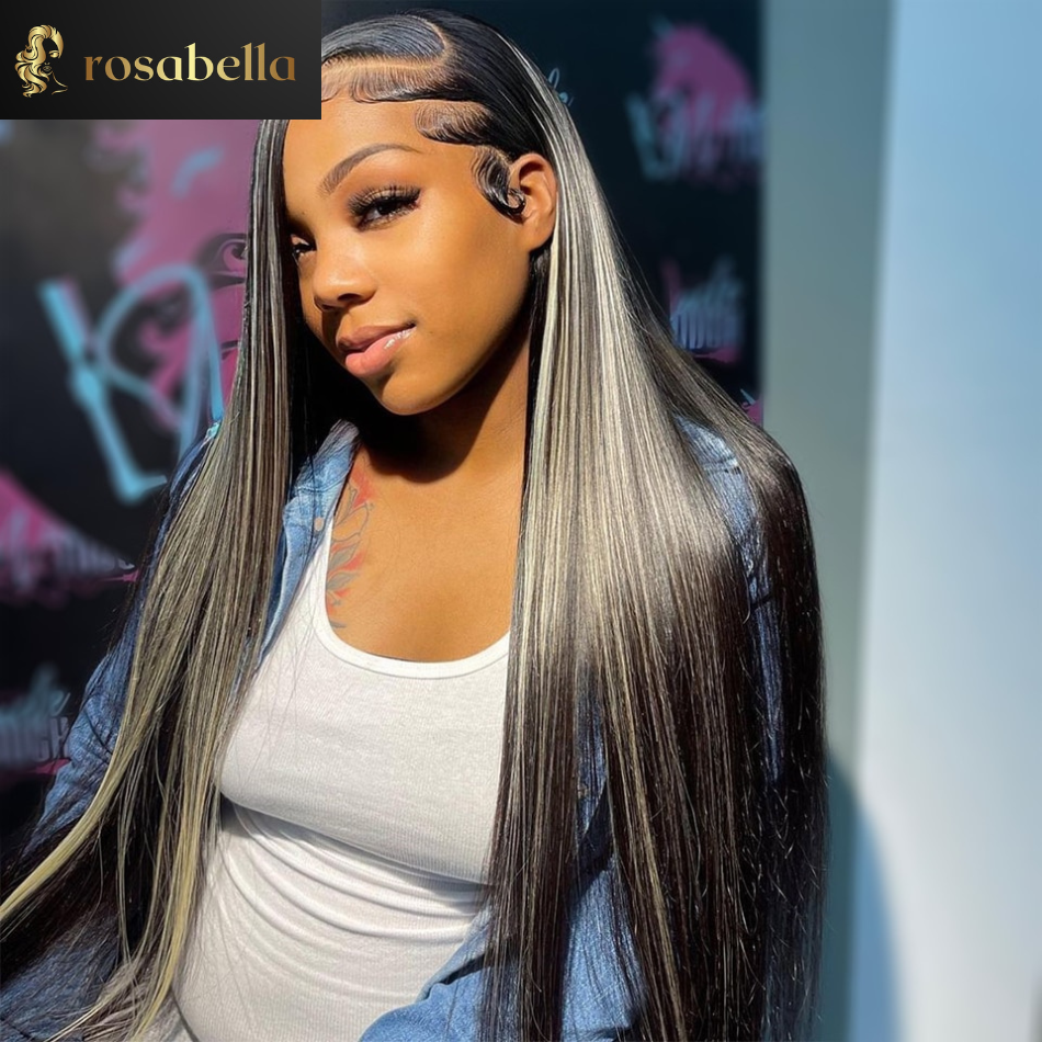 Grey Straight 13x4 Lace Frontal Human Hair Wig 28 30 Inch Straight Lace Front Wig