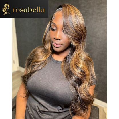 Highlight Blonde with Black Glueless 13x4 Lace Front Body Wave Wig 1B/27 Mixed 13x6 Frontal Human Hair Wigs 5X5 Lace Closure Wig