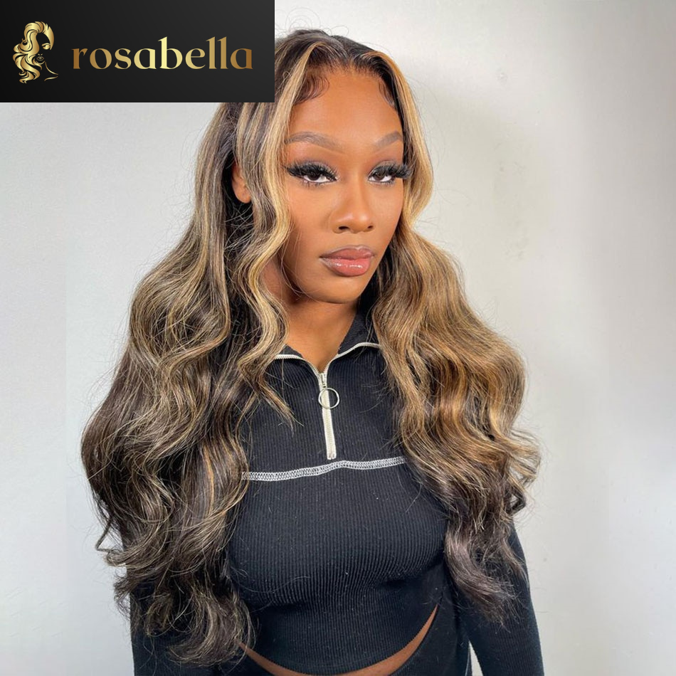 Highlight Blonde with Black Glueless 13x4 Lace Front Body Wave Wig 1B/27 Mixed 13x6 Frontal Human Hair Wigs 5X5 Lace Closure Wig