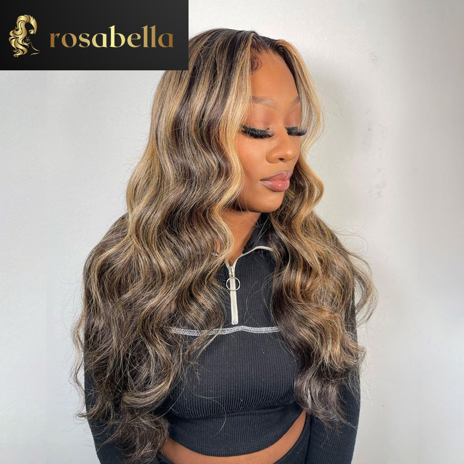 Highlight Blonde with Black Glueless 13x4 Lace Front Body Wave Wig 1B/27 Mixed 13x6 Frontal Human Hair Wigs 5X5 Lace Closure Wig