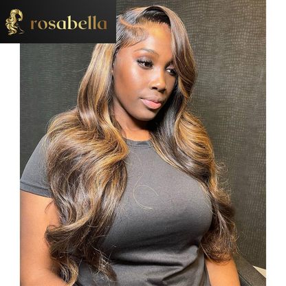 Highlight Blonde with Black Glueless 13x4 Lace Front Body Wave Wig 1B/27 Mixed 13x6 Frontal Human Hair Wigs 5X5 Lace Closure Wig