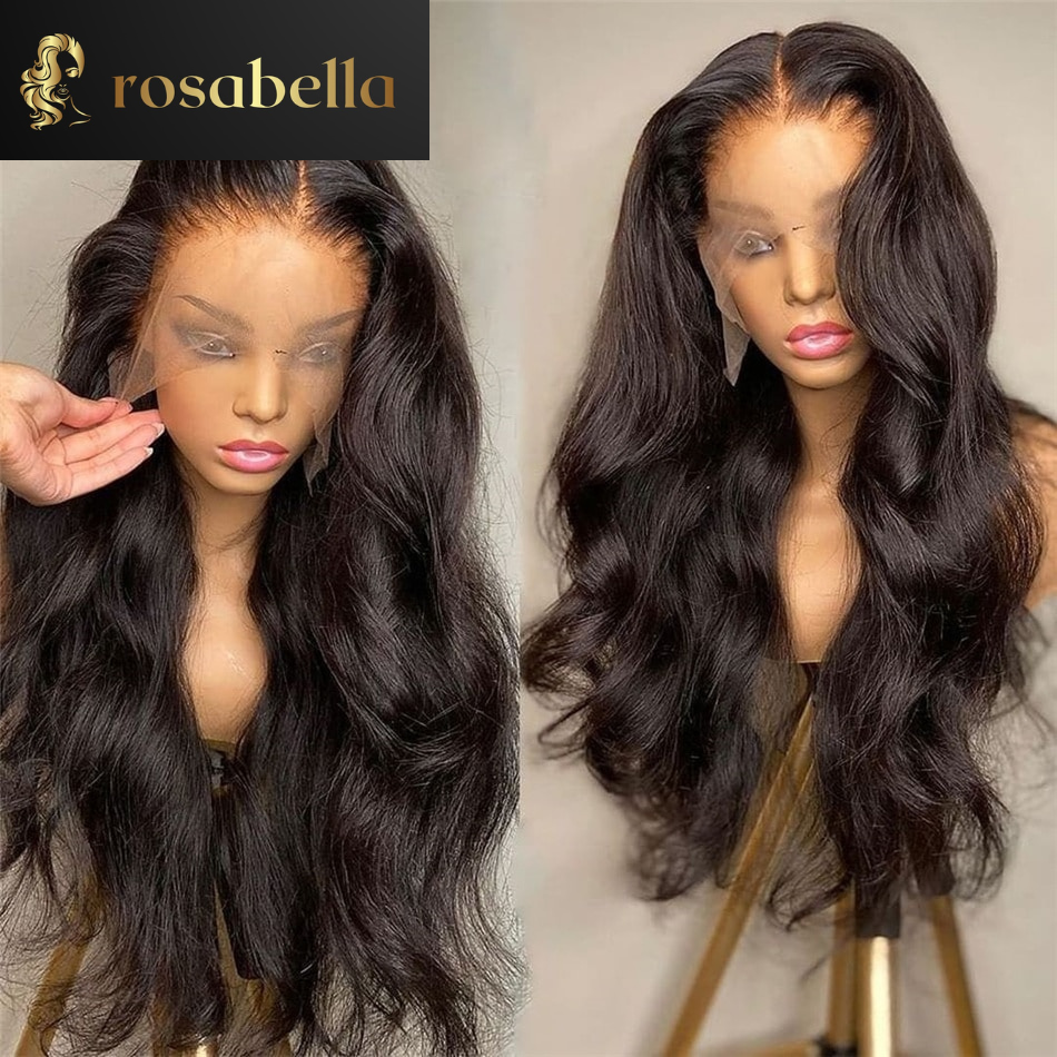 Highlight Blue Body Wave Lace Front Wig HD Transparent 13x4 Lace Frontal Wigs Brazilian Virgin Pre Plucked Human Hair