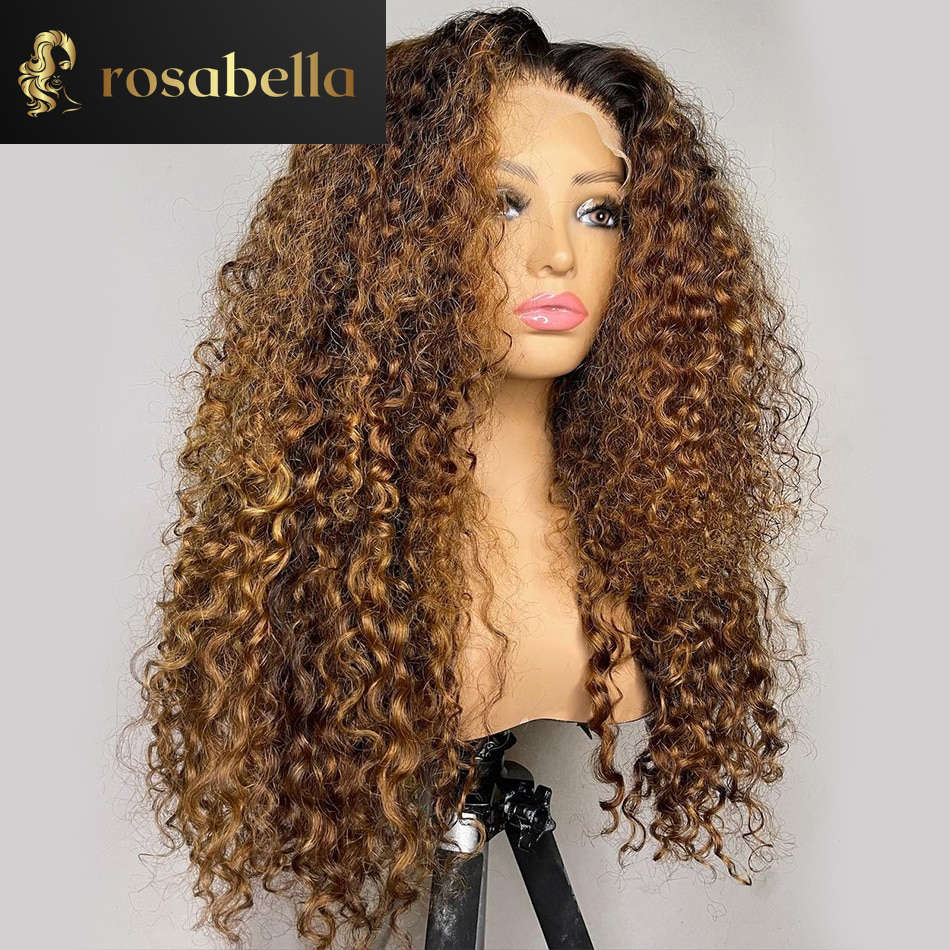 Highlight Honey Brown   Water Wave Human Hair 13X4 13X6 Lace Front Wig