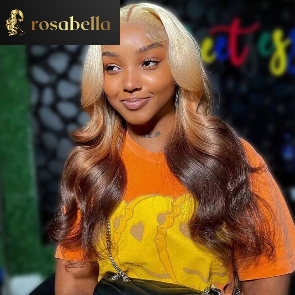 613/4/1B Colored Human Hair Wig Brazilian Remy Body Wave Lace Front Wig Ombre 613 Brown Lace Frontal Wig Pre Plucked