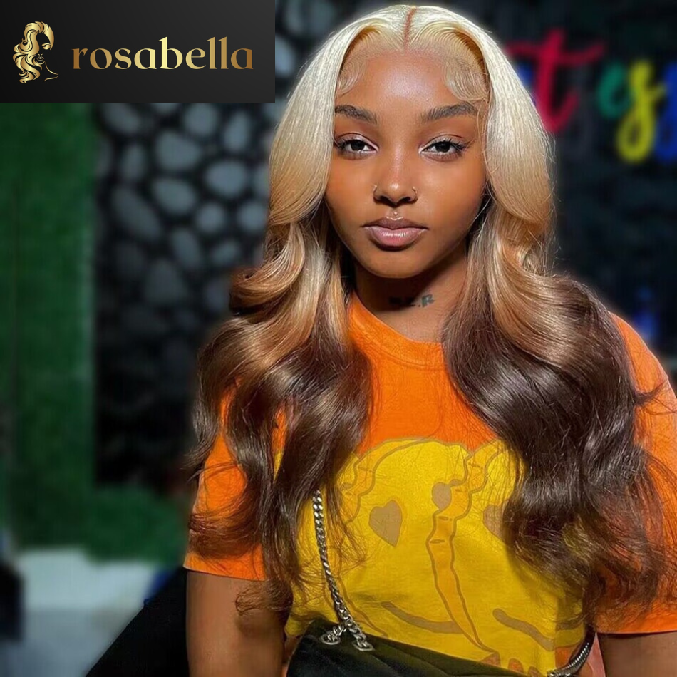 613/4/1B Colored Human Hair Wig Brazilian Remy Body Wave Lace Front Wig Ombre 613 Brown Lace Frontal Wig Pre Plucked