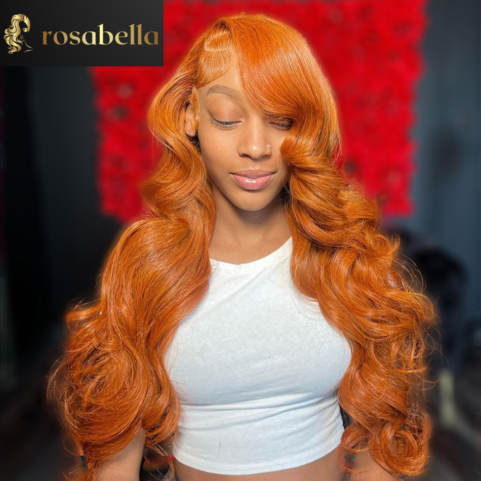 Straight  Orange Ginger Lace Front 13X4, 13x6 Body Wave Glueless Human Hair Wigs