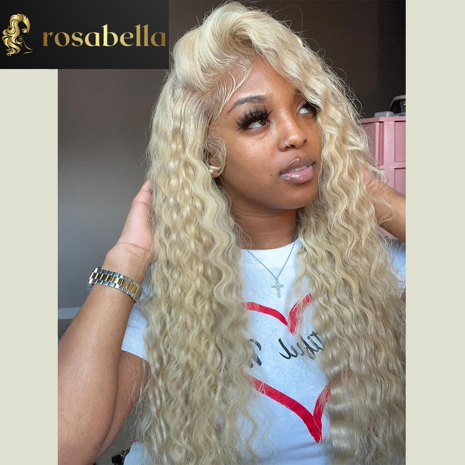 HD Lace Frontal Deep Curly Honey Blonde Human Hair Wigs