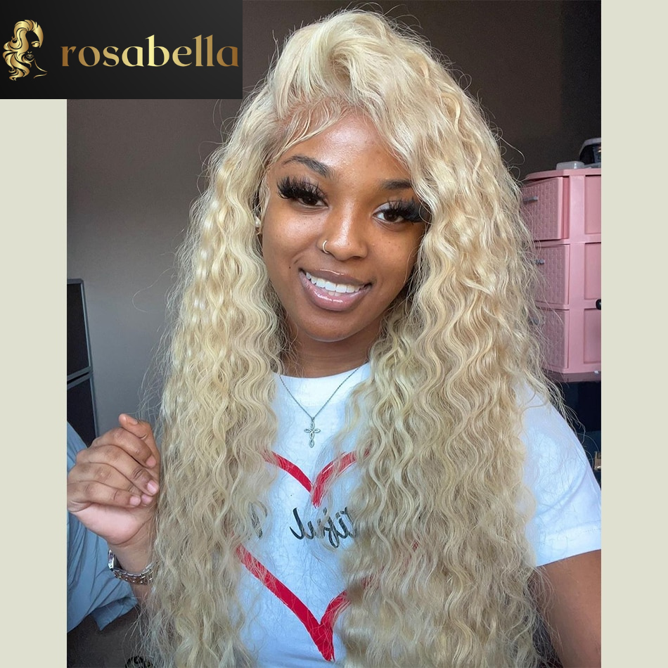 HD Lace Frontal Deep Curly Honey Blonde Human Hair Wigs