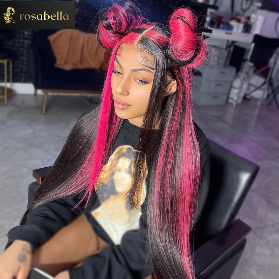 Highlight Pink Straight 13x4 13x6 Lace Frontal Wig