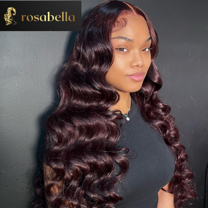 Dark 99J Loose Deep Wave Lace Front Human Hair Wigs Transparent 13X6 Lace Frontal Wig  Pre Plucked 5X5 Lace Closure Wig