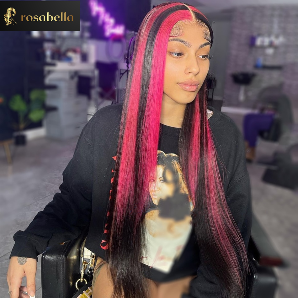 Highlight Pink Straight 13x4 13x6 Lace Frontal Wig