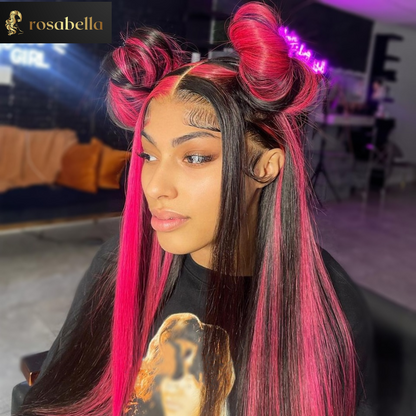 Highlight Pink Straight 13x4 13x6 Lace Frontal Wig