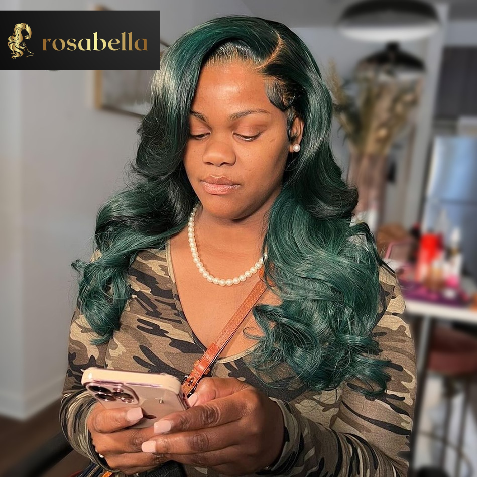 Olive Green Body Wave Human Hair Wigs Dark Green 13x4/13x6 Lace Front Wig 180% Avocado Green 5x5 Lace Closure Wigs