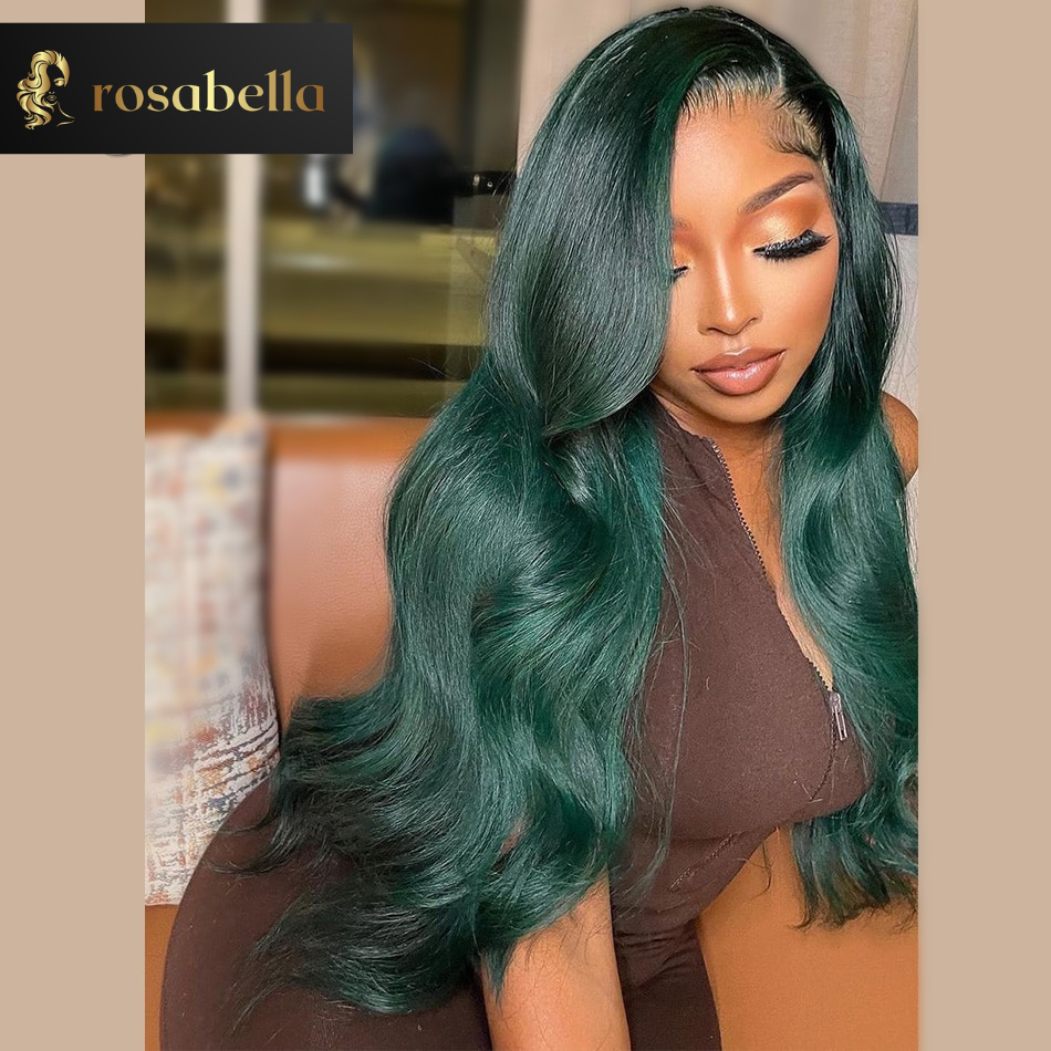 Olive Green Body Wave Human Hair Wigs Dark Green 13x4/13x6 Lace Front Wig 180% Avocado Green 5x5 Lace Closure Wigs