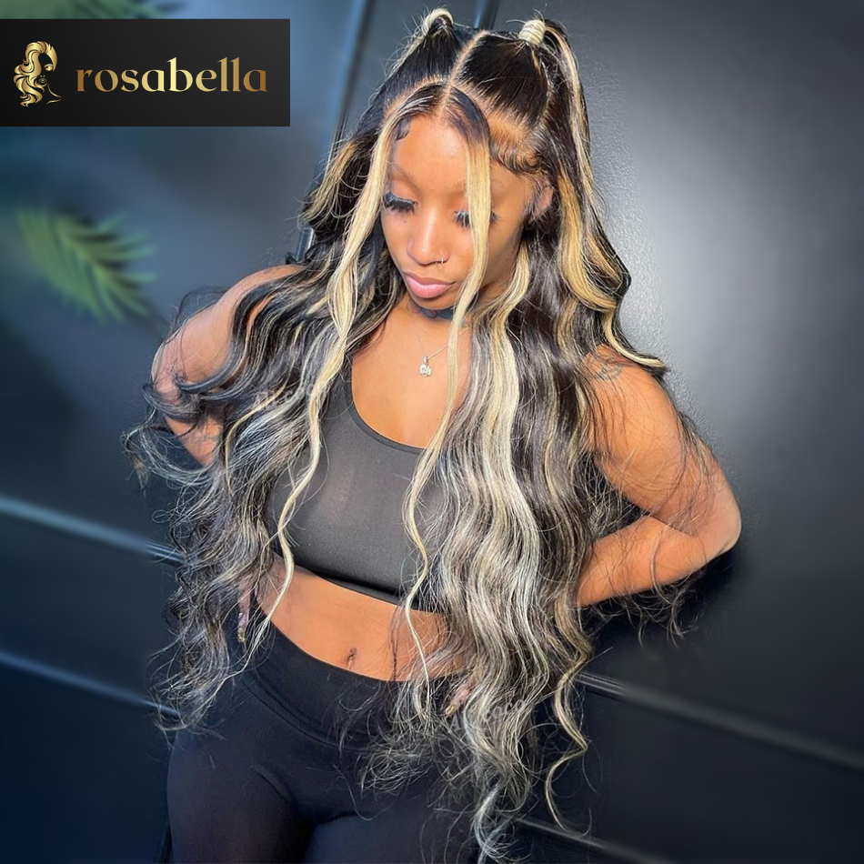 Blonde Highlight Wig Human Hair HD 13X4 13x6 Body Wave Lace Frontal Human Hair Wigs Glueless Preplucked Human Wigs Ready to Go