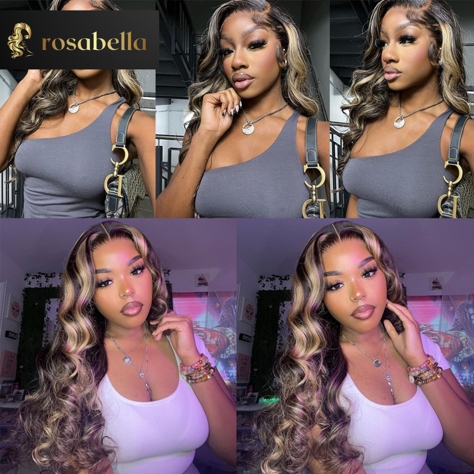 Blonde Highlight Wig Human Hair HD 13X4 13x6 Body Wave Lace Frontal Human Hair Wigs Glueless Preplucked Human Wigs Ready to Go