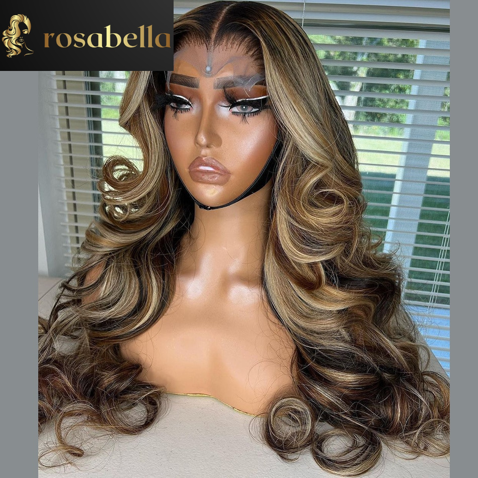 Ombre Brown and Blonde Transparent 13X6 Lace Frontal Body Wave Wig