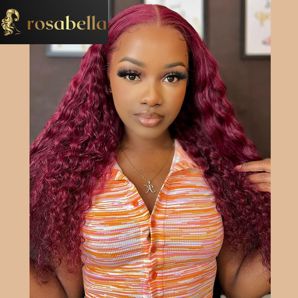 Burgundy Lace Front Wig Rose Pink Curly Deep Lace Frontal Wig